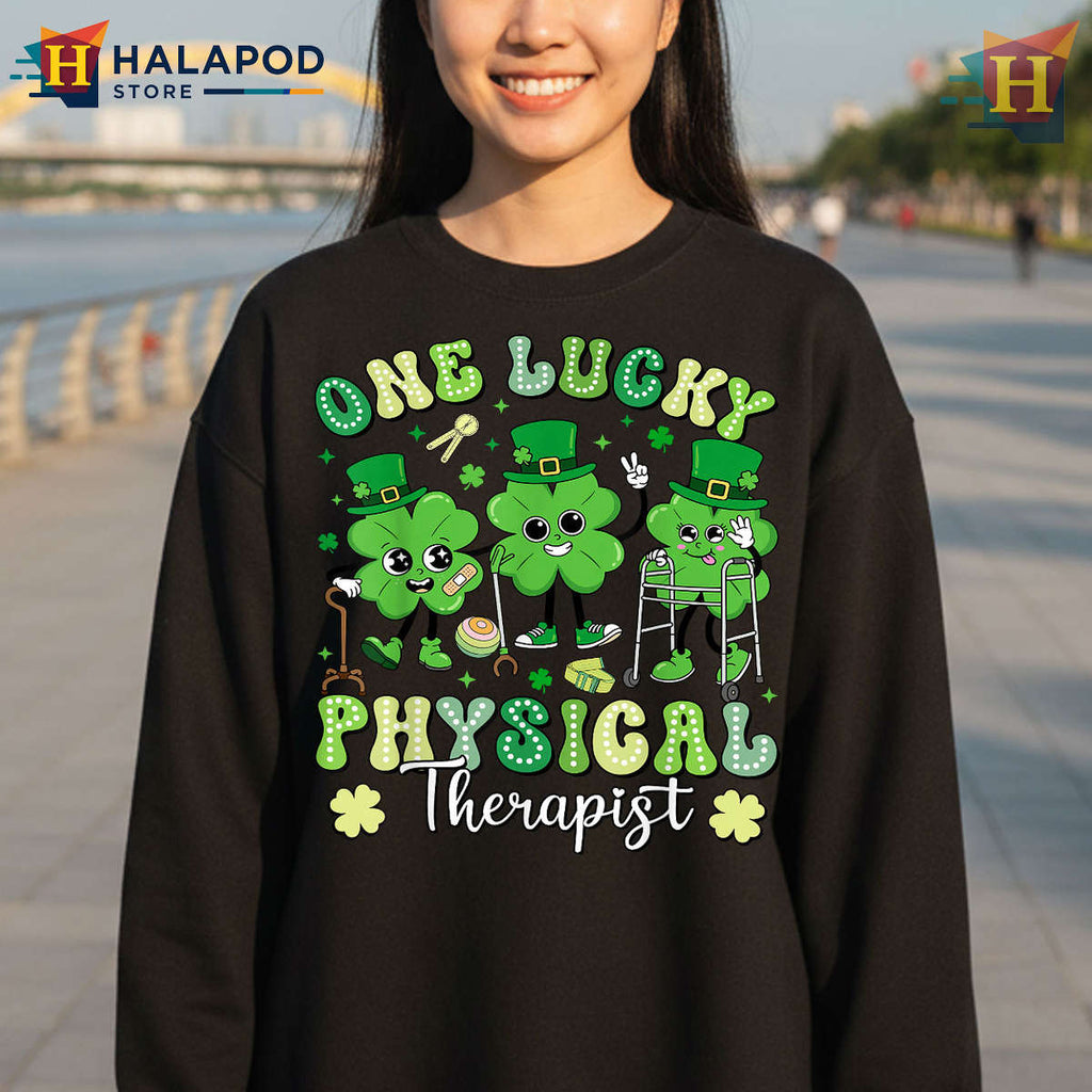 Groovy Lucky Therapist Graphic St Patricks Day T Shirt