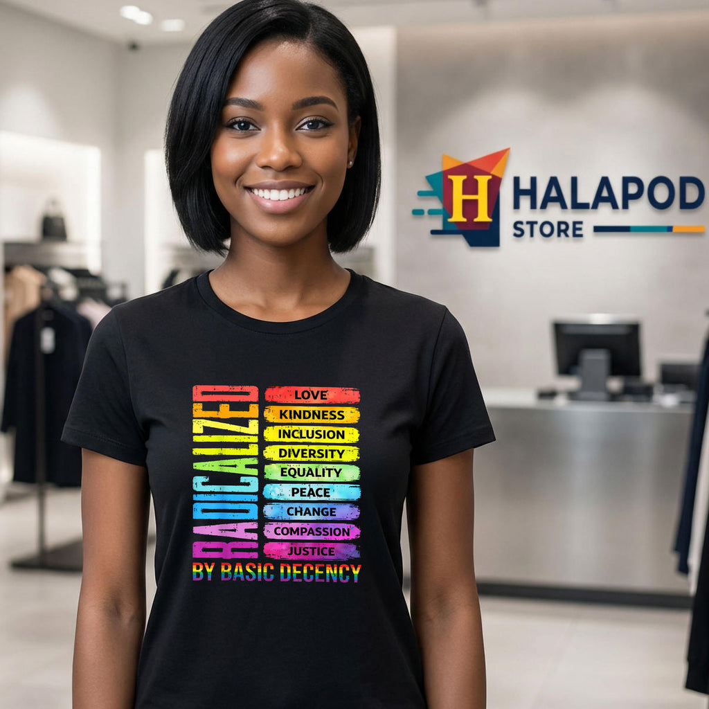 Groovy Radicalized Basic Decency Shirt 2026 Feminist LGBT Pride Fan Apparel
