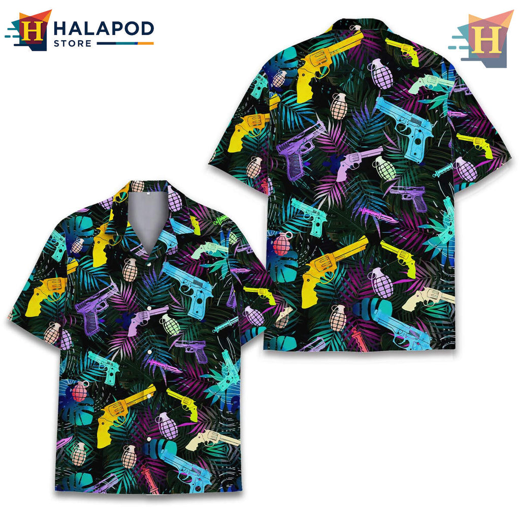 Gun Tropical Summer Hawaiian Shirt 2026 Beach Casual Mens Fan Apparel Gear