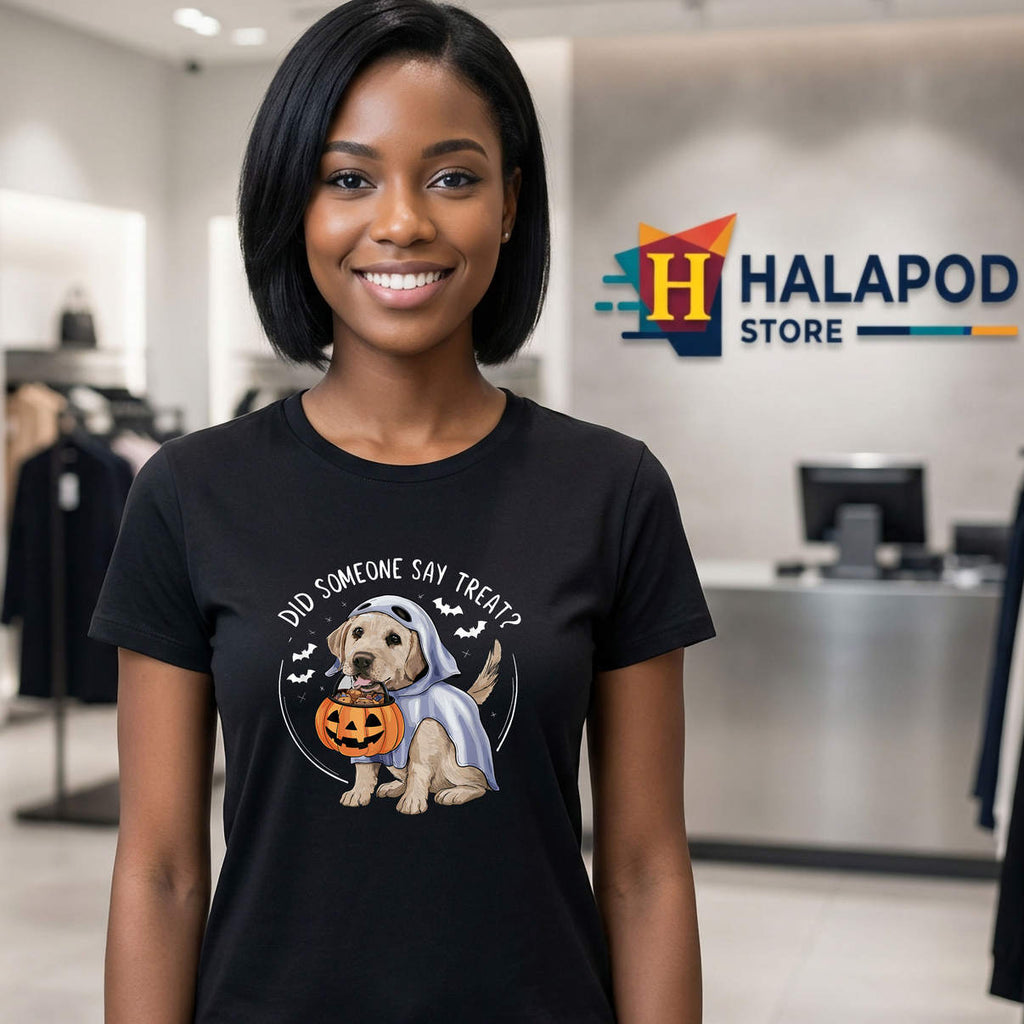 Halloween Ghost Labrador Puppy Shirt Funny Treats Dog Lover Graphic Novelty