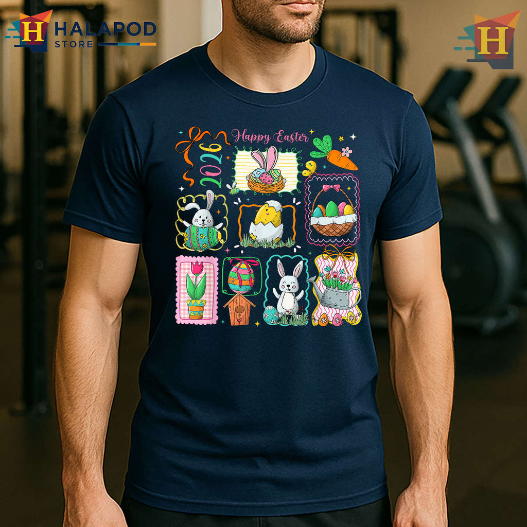 Happy Easter 2026 Bunny Graphic Easter Shirts For Women And Girls