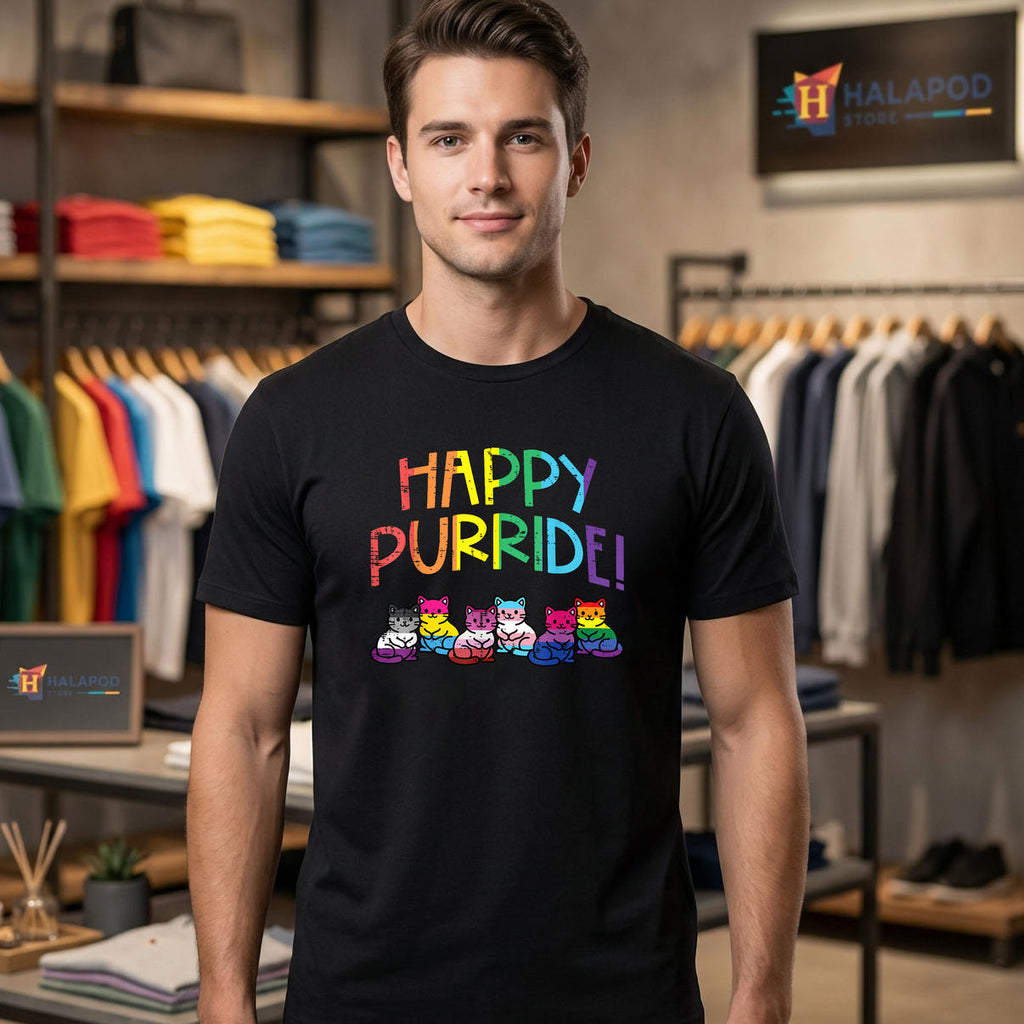 Happy Purride Cats LGBTQ Flag Ally Shirt 2026 Gay Pride Month Men Women Gear