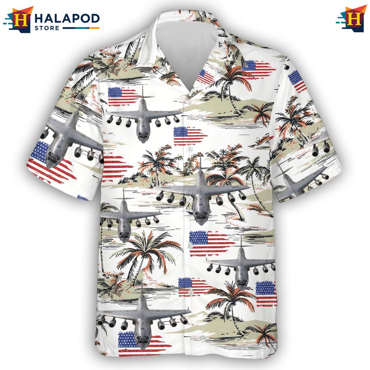 Hawaiian Military Airplane Shirt Mens Veteran Linen Button Down Beach Wear