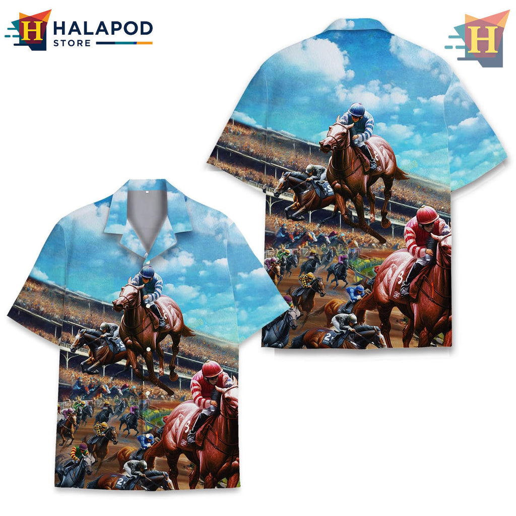 Horse Racing Tropical Hawaiian Shirt 2026 Summer Beach Casual Mens Fan Gear