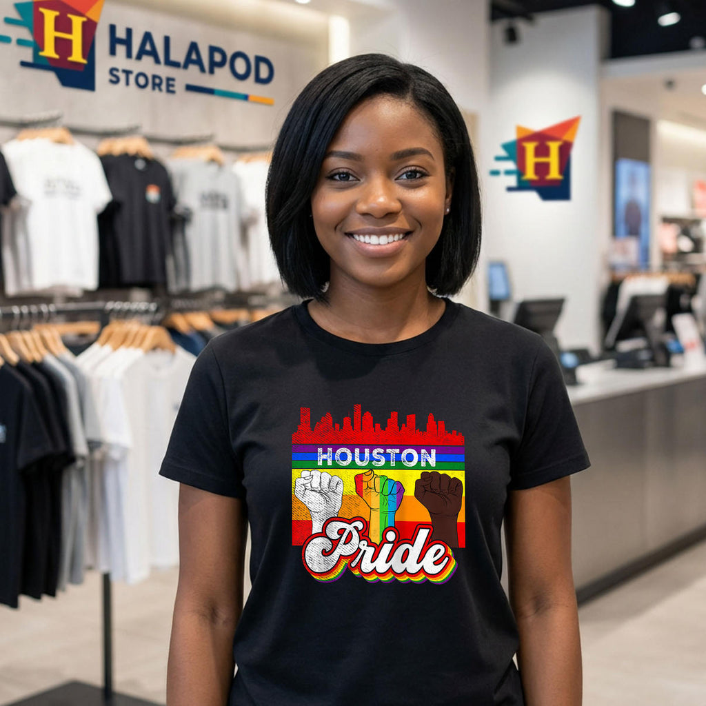 Houston Rainbow Gay Flag Funny LGBT Shirt 2026 Pride Month Support Fan Apparel