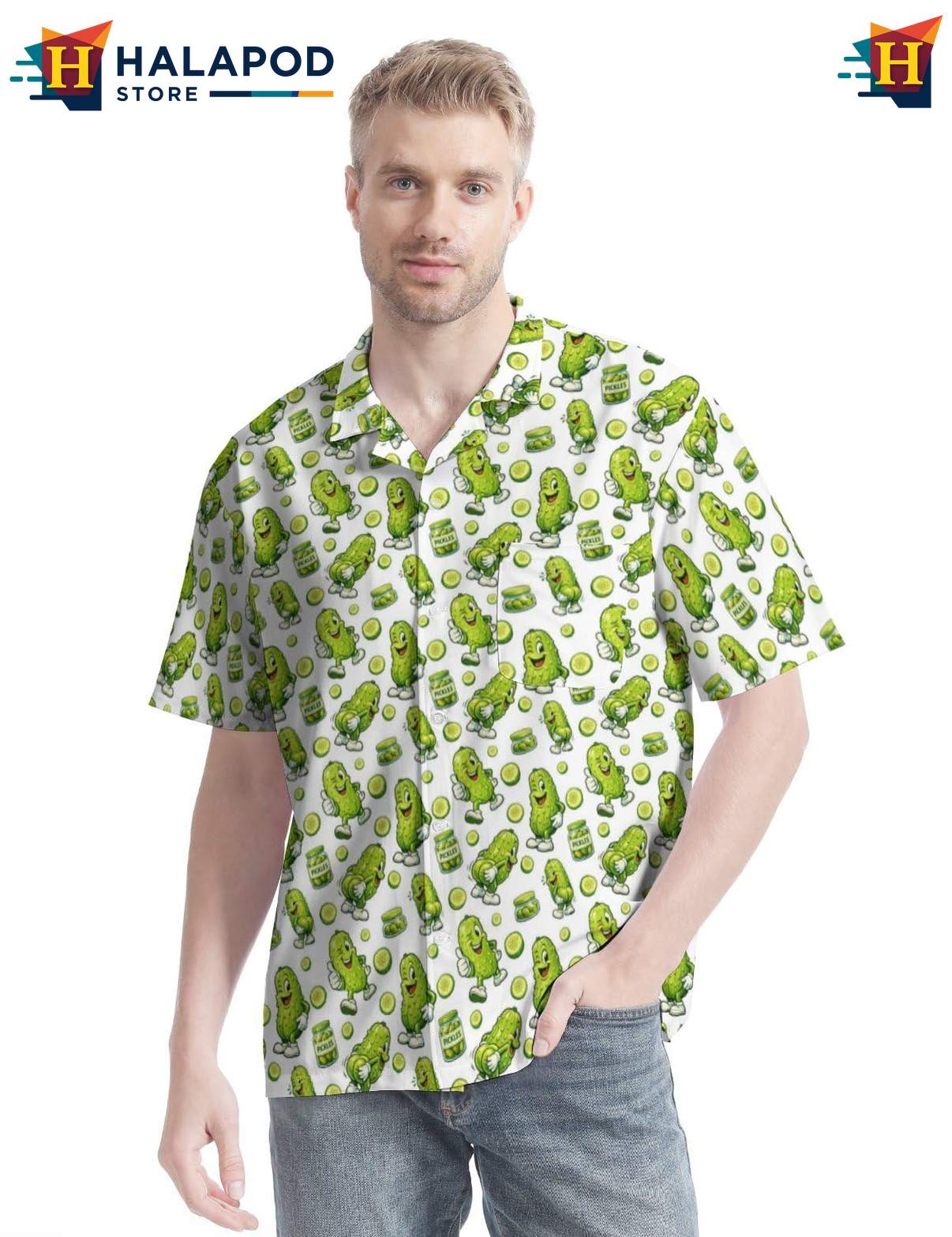 Humorous Pickle Aloha Tee Shirt, Im Kind Of A Big Dill Tropical Button Up Shirt