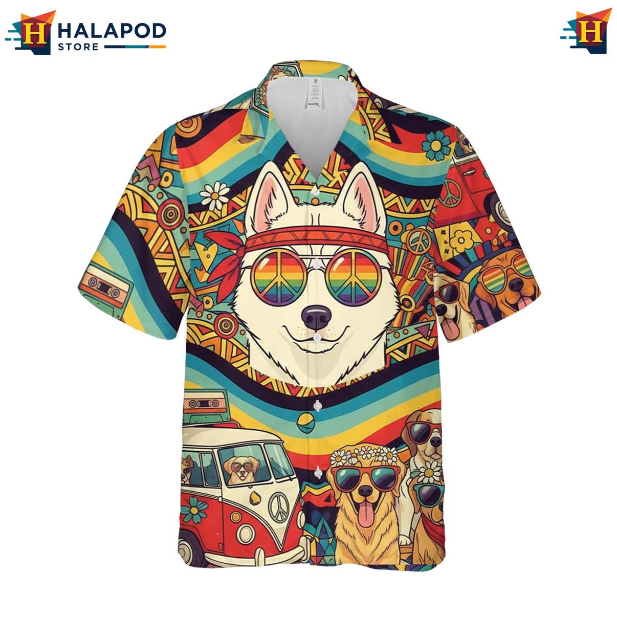 Husky Dog Lover Aloha Beach Shirt Hawaiian Short Sleeve Button Down Tops
