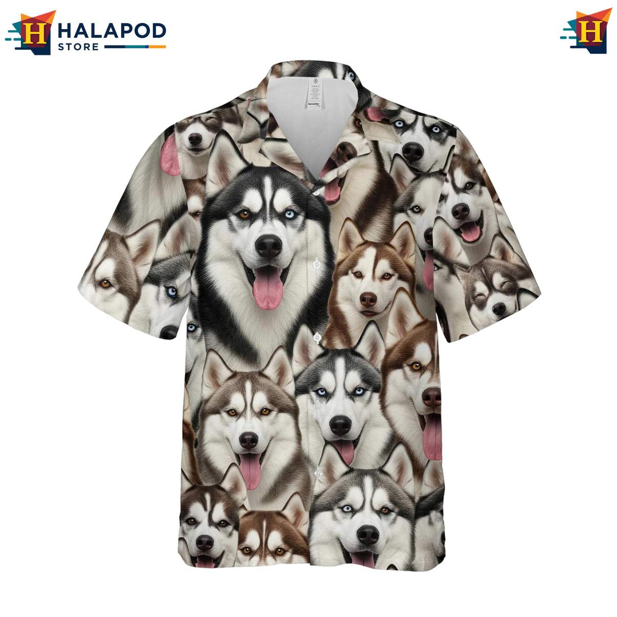 Husky Dog Lover Aloha Shirt Mens Short Sleeve Casual Button Down Beachwear