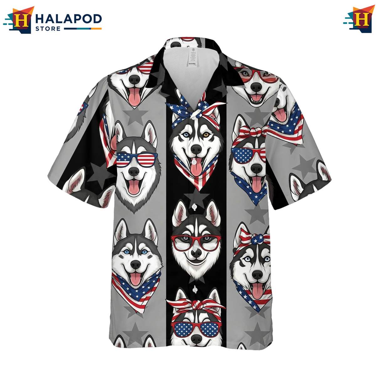Husky Lovers Aloha Beach Casual Shirt Hawaiian Short Sleeve Button Down