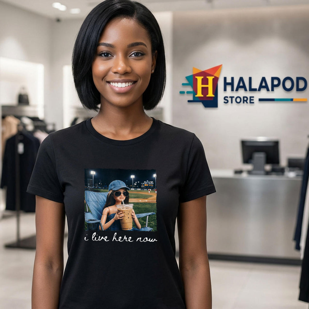 I Live Here Now Funny Baseball Shirt 2026 Softball Ballfield Girl Meme Fan