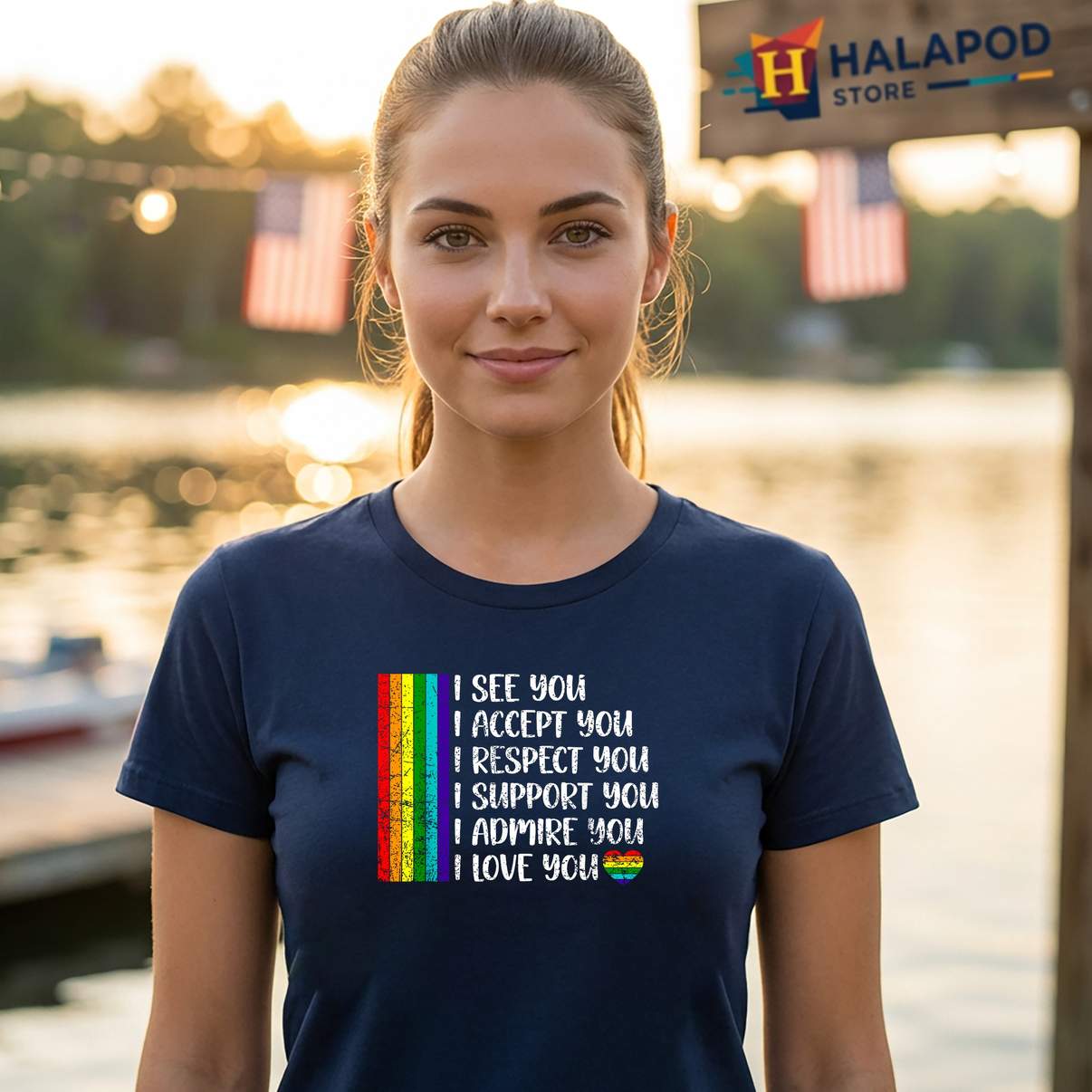I See Love Accept You LGBT Tee Shirt Men Women Gay Rainbow Pride Flag Graphic Men