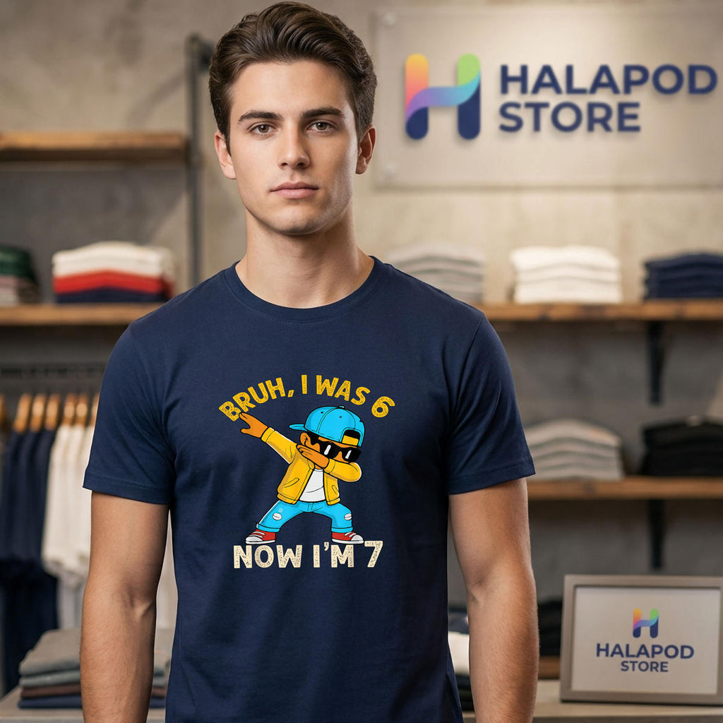 I Was 6 Now Im 7 Kids Boys Shirt 2026 Birthday Dabbing Meme 7 Bday Fan Apparel