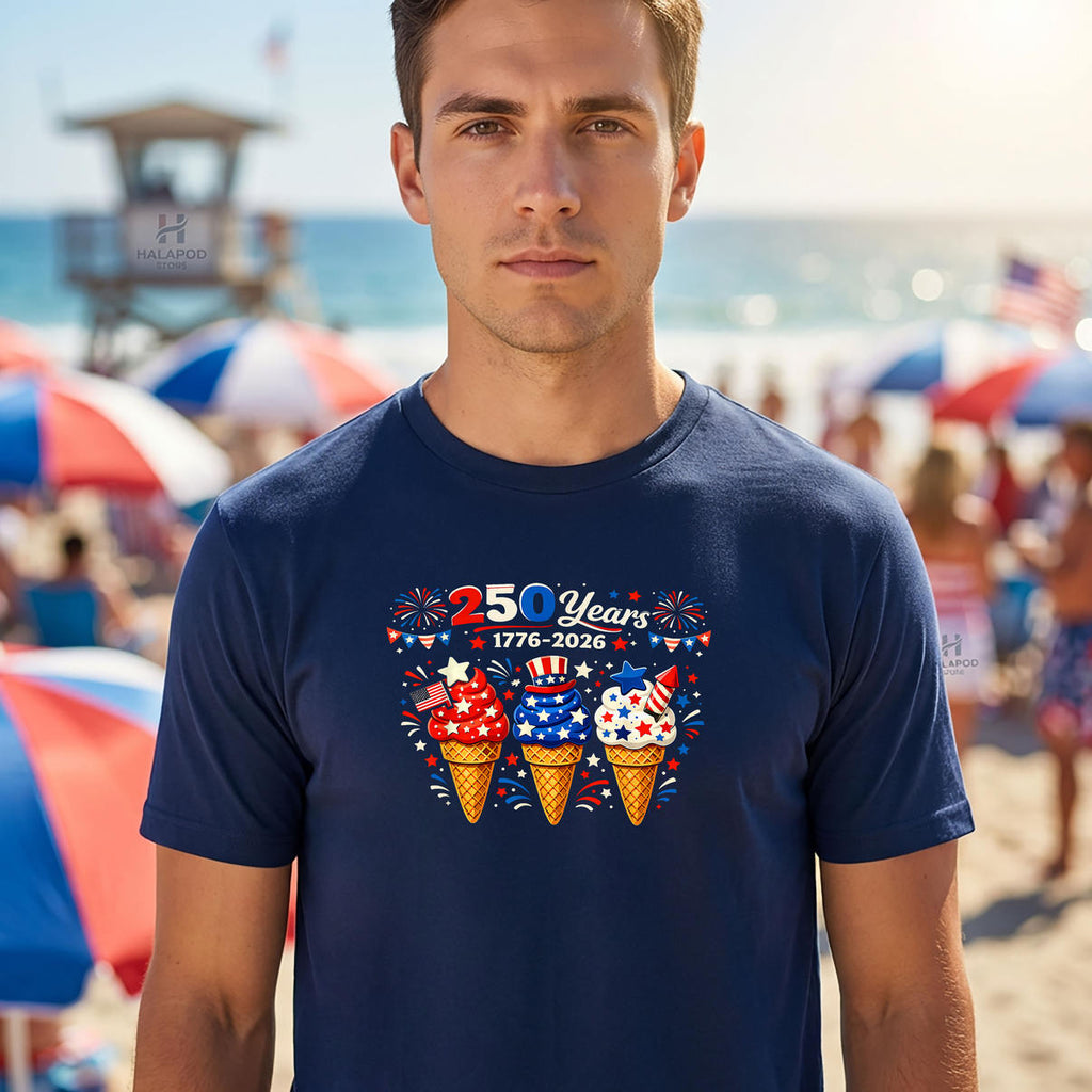 Ice Cream 250 Years Celebration Shirt 2026 Fourth Of July Party Fan Apparel