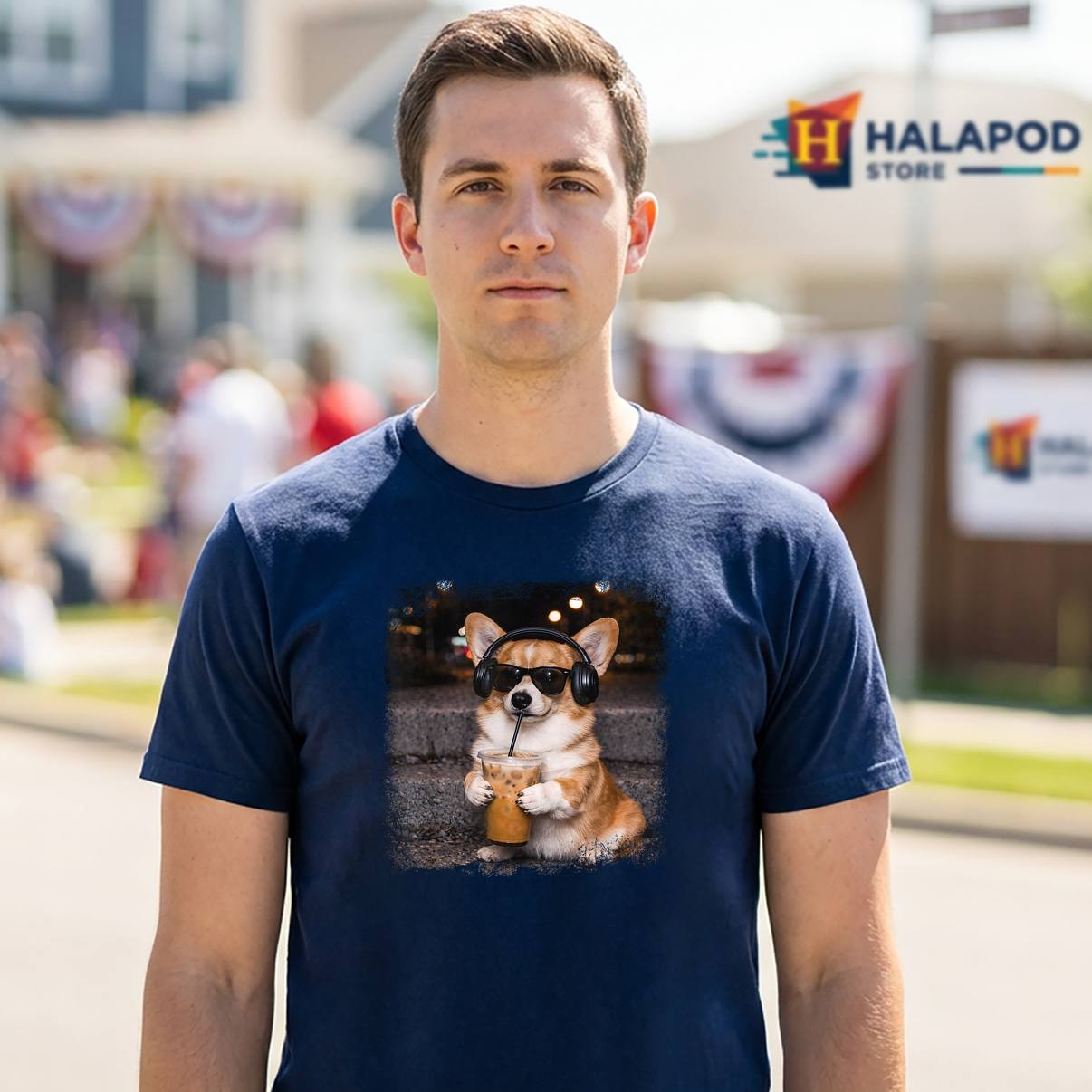 Iced Coffee Lover Corgi Fan Tee Shirt Humor Funny Meme Graphic Apparel Mens
