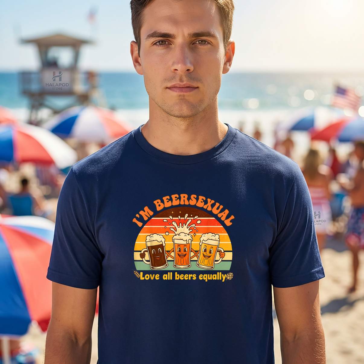 Im Beersexual Retro Funny Tee Shirt Beer Lover Drinking LGBTQ Pride Graphic Mens
