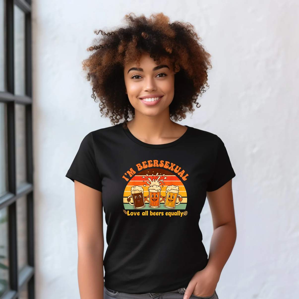 Im Beersexual Retro Funny T-Shirt Beer Lover Drinking LGBTQ Pride Graphic Mens