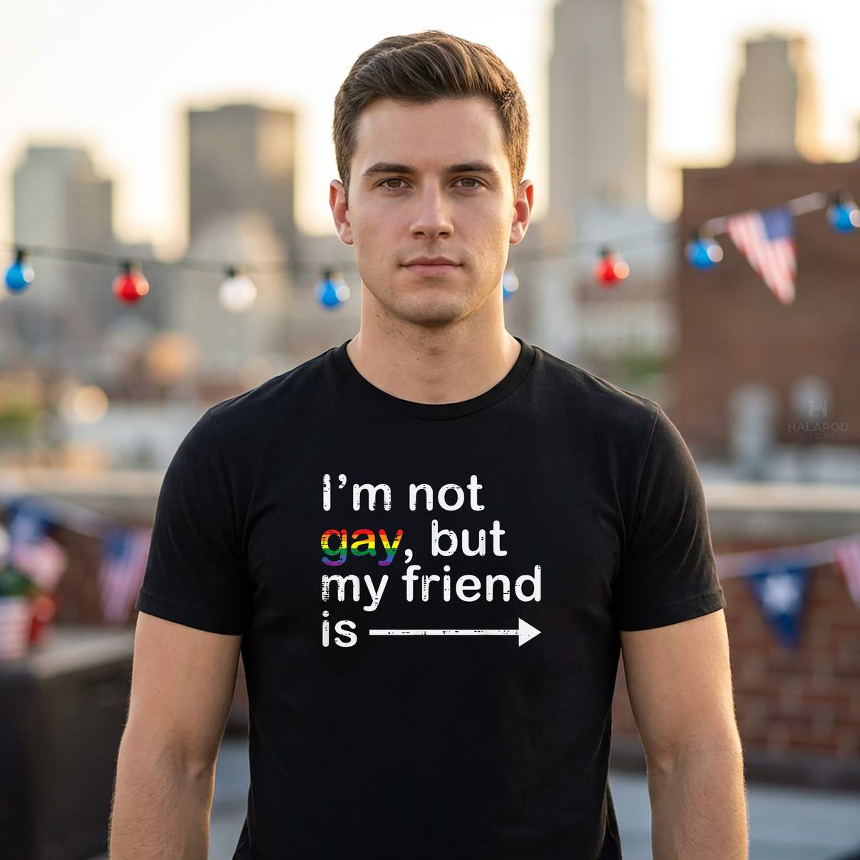 Im Not Gay But My Friend T-Shirt Is LGBTQ Ally Gay Pride Funny Graphic For Mens