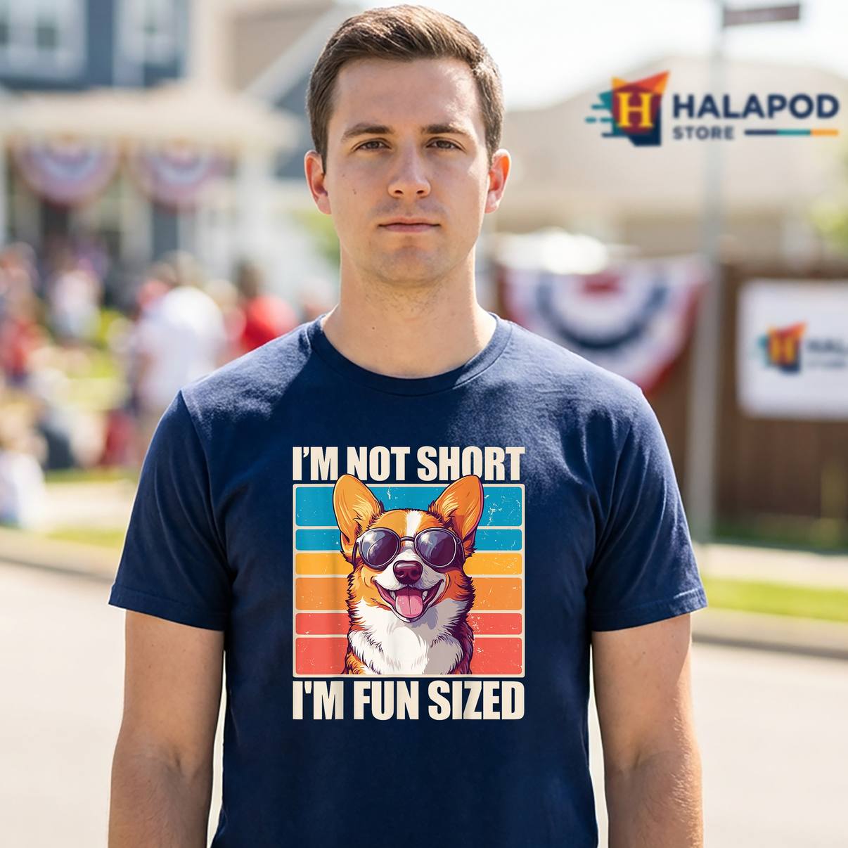Im Not Short Im Fun Sized Tee Shirt Corgi Dog Lover Funny Graphic Apparel Men