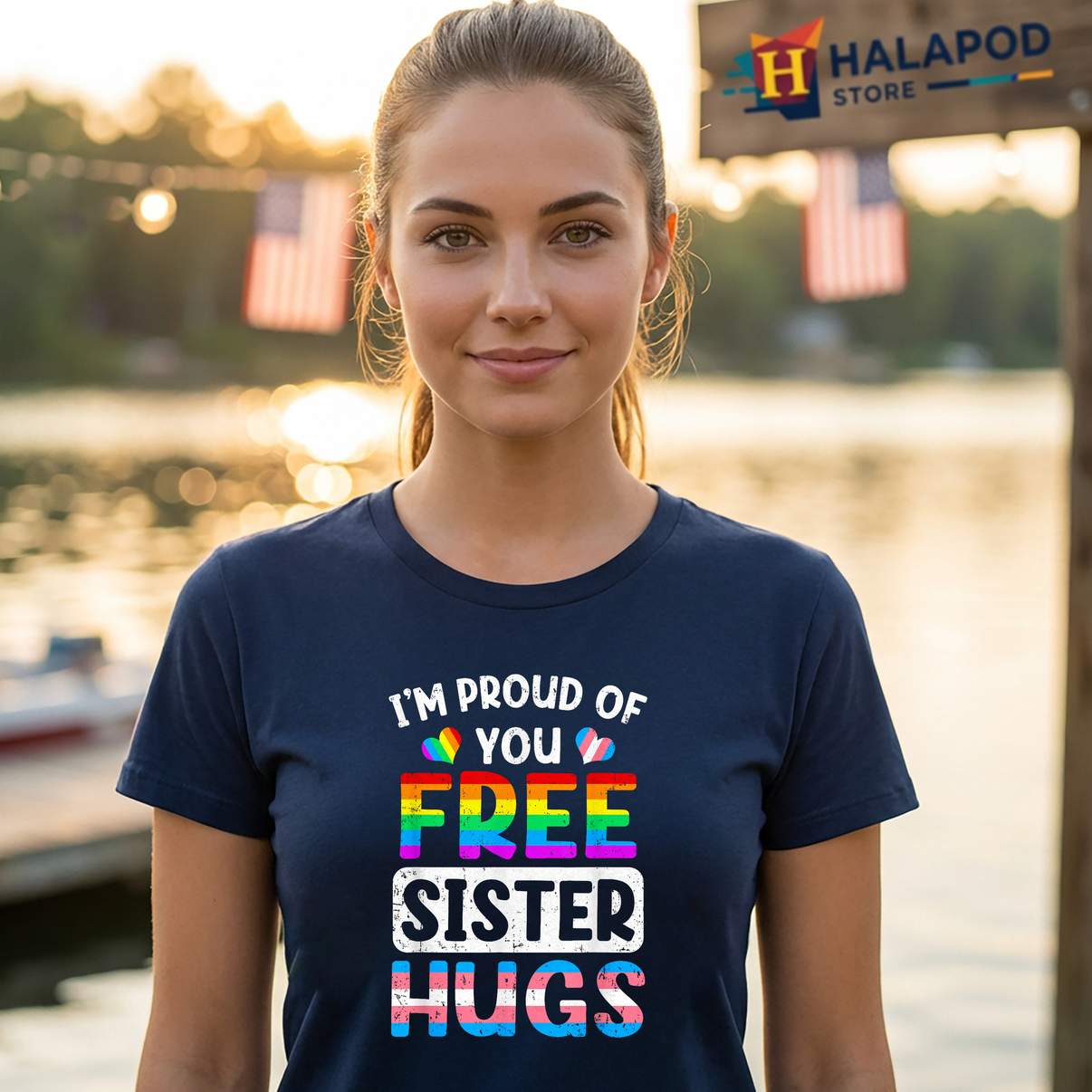 Im Proud Of You Free LGBT Shirt Sister Hugs LGBTQ Gay Pride Graphic For Mens
