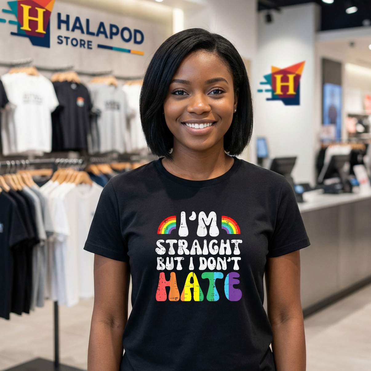Im Straight But I Dont LGBT Tee Shirt Hate LGBTQ Gay Pride Ally Graphic For Womens