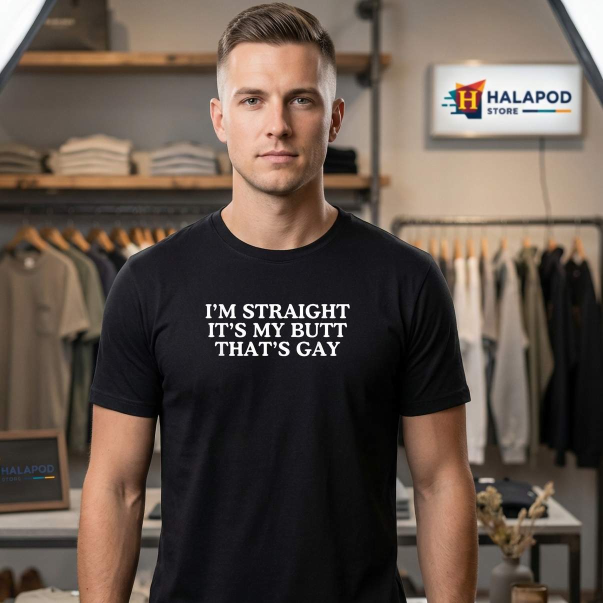 Im Straight Its My Butt Tee Shirt Thats Gay Unhinged LGBTQ Meme Graphic For Mens