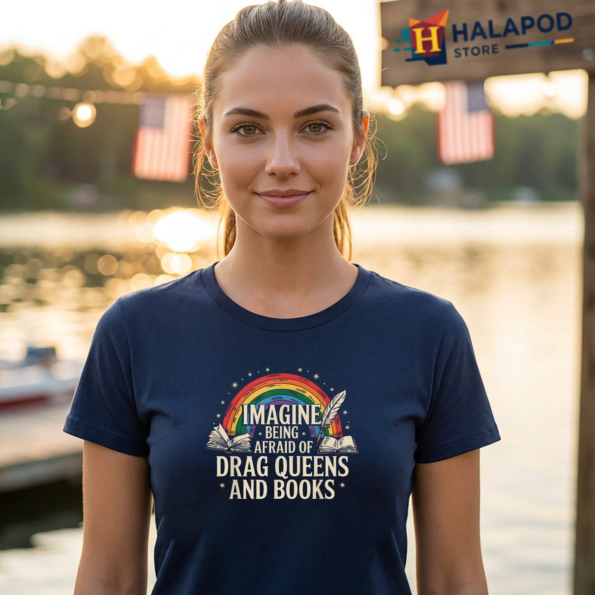 Imagine Being Afraid Of T-Shirt Drag Queens And Books Funny LGBT Graphic Women