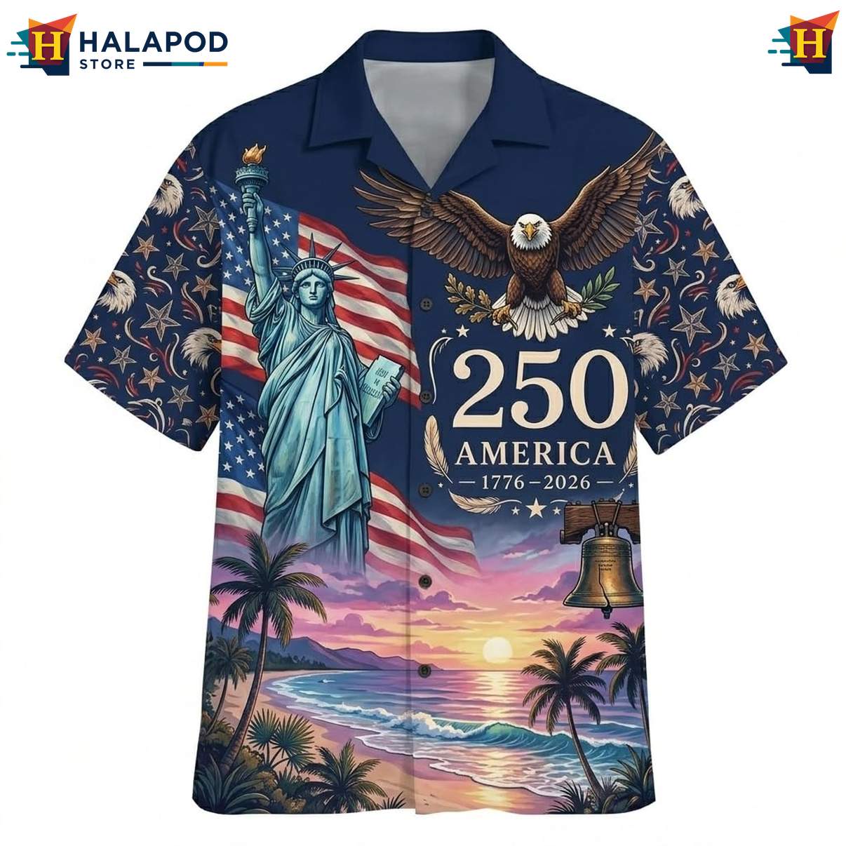 Independence Day 4th Of July Hawaiian Shirt Short Sleeve Button Down Men
