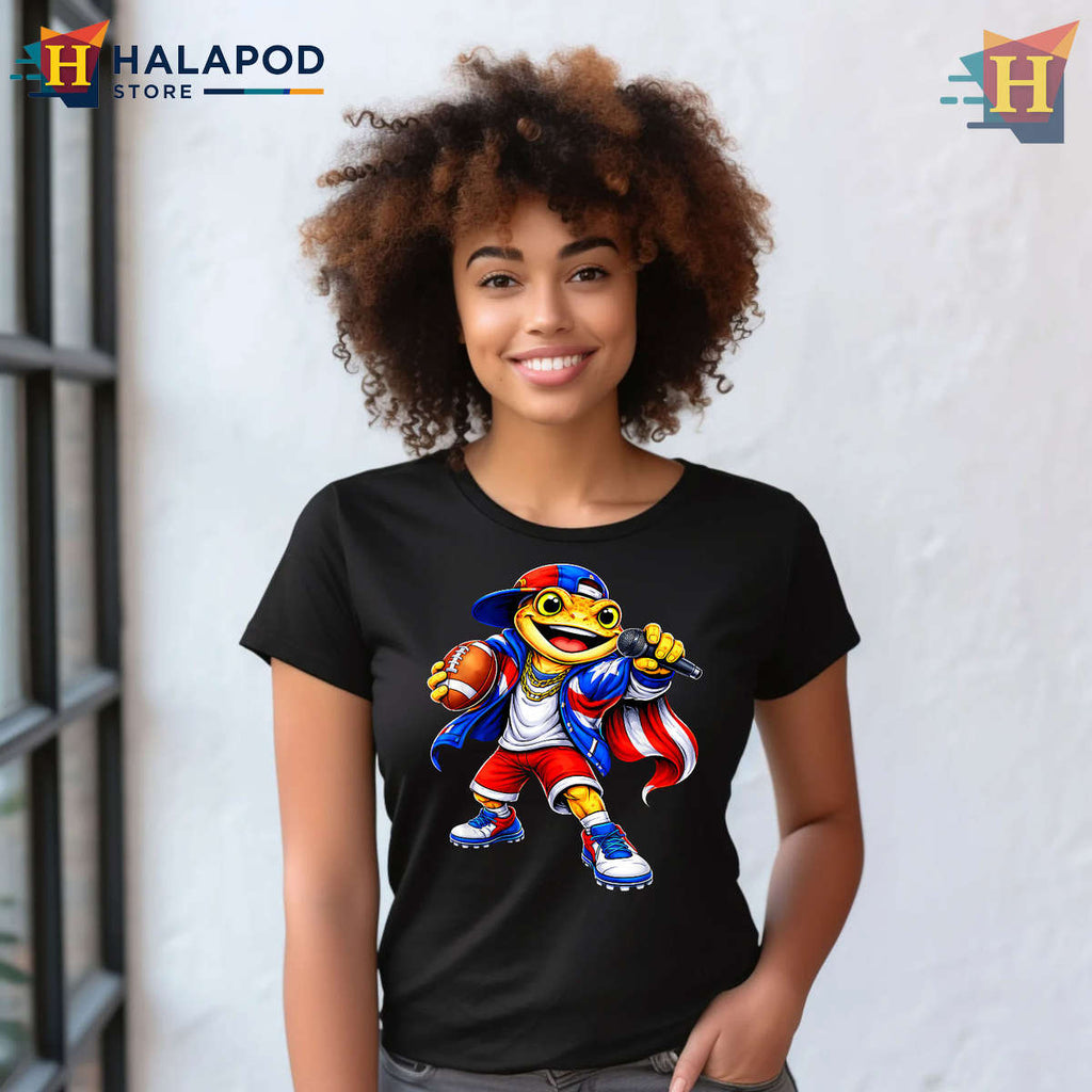 Island Kids Graphic Puerto Rico Coqui Frog Shirt Flag Music Football Style