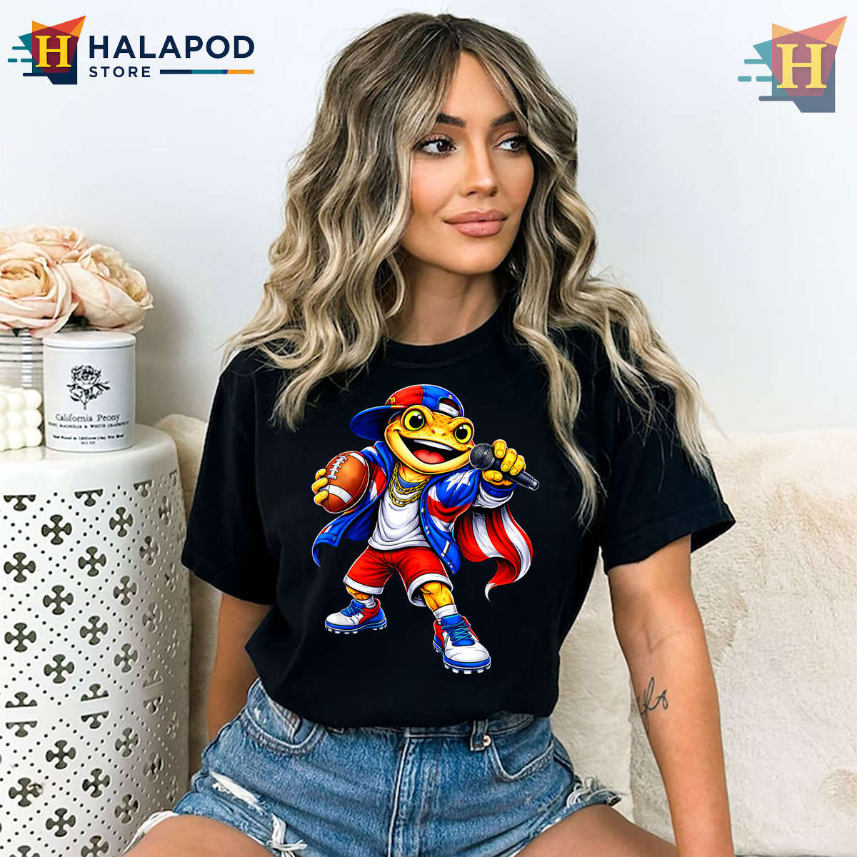 Island Kids Graphic Puerto Rico Coqui Frog Shirt Flag Music Football Style