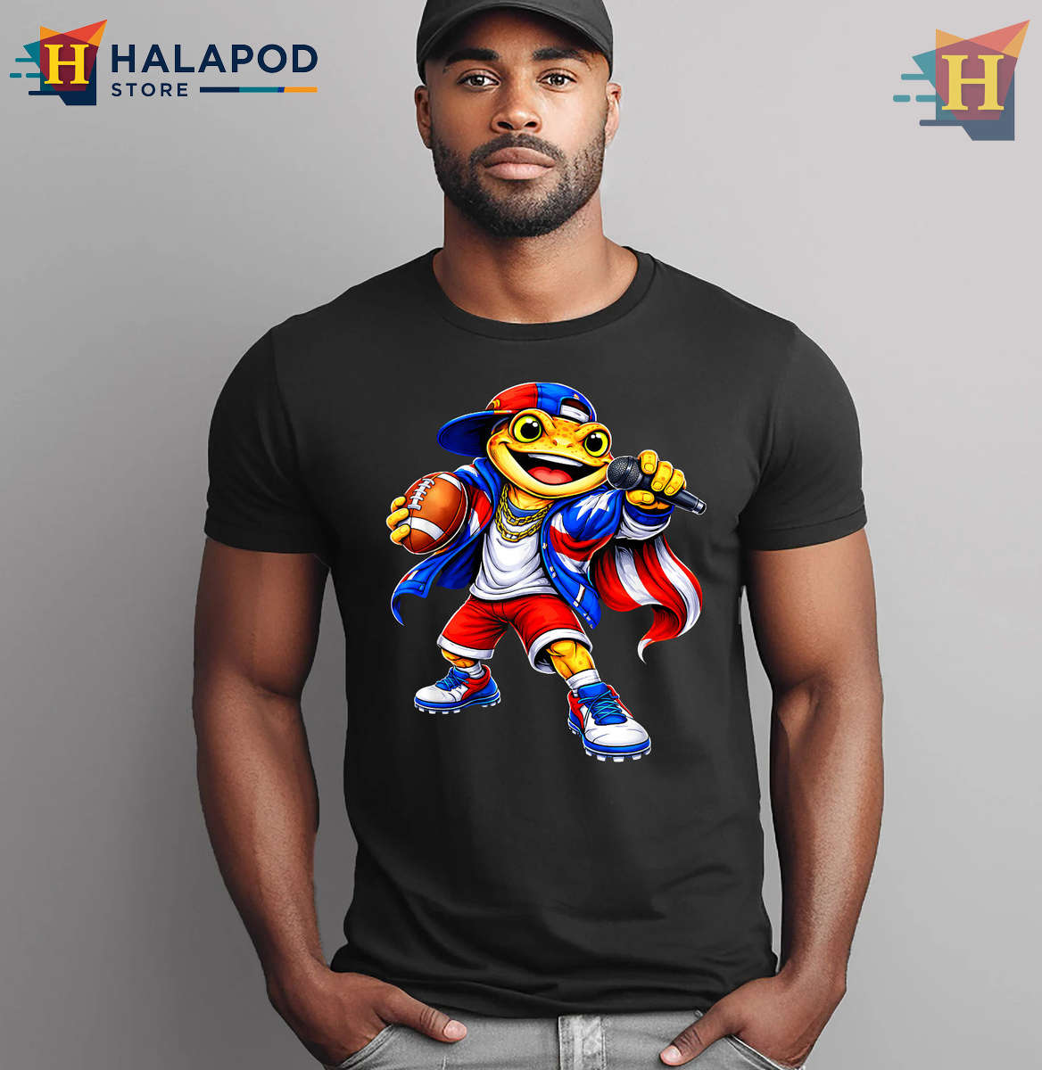 Island Kids Graphic Puerto Rico Coqui Frog Shirt Flag Music Football Style