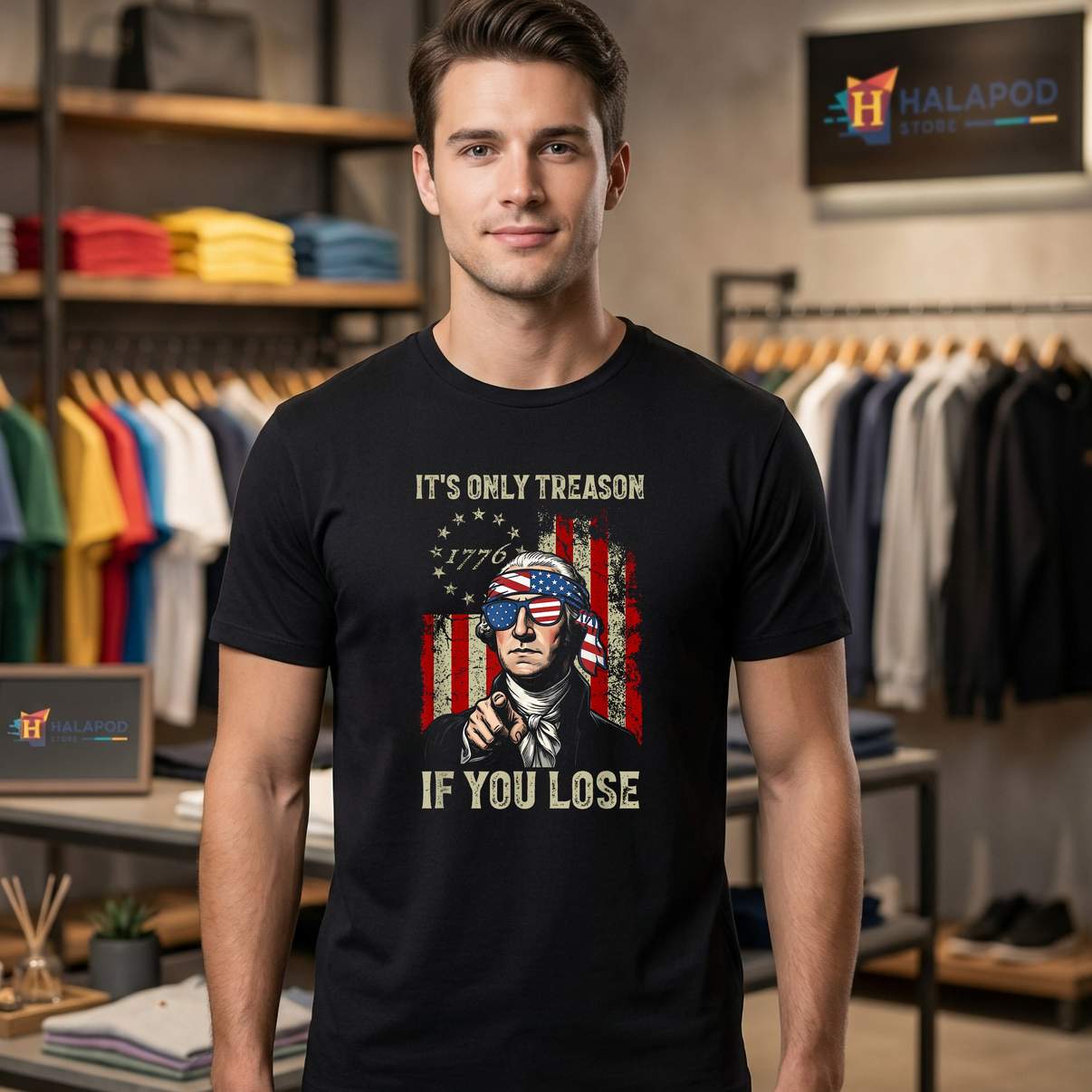 Its Only Treason If You Lose Shirt Funny 4th Of July Patriotic Mens Top