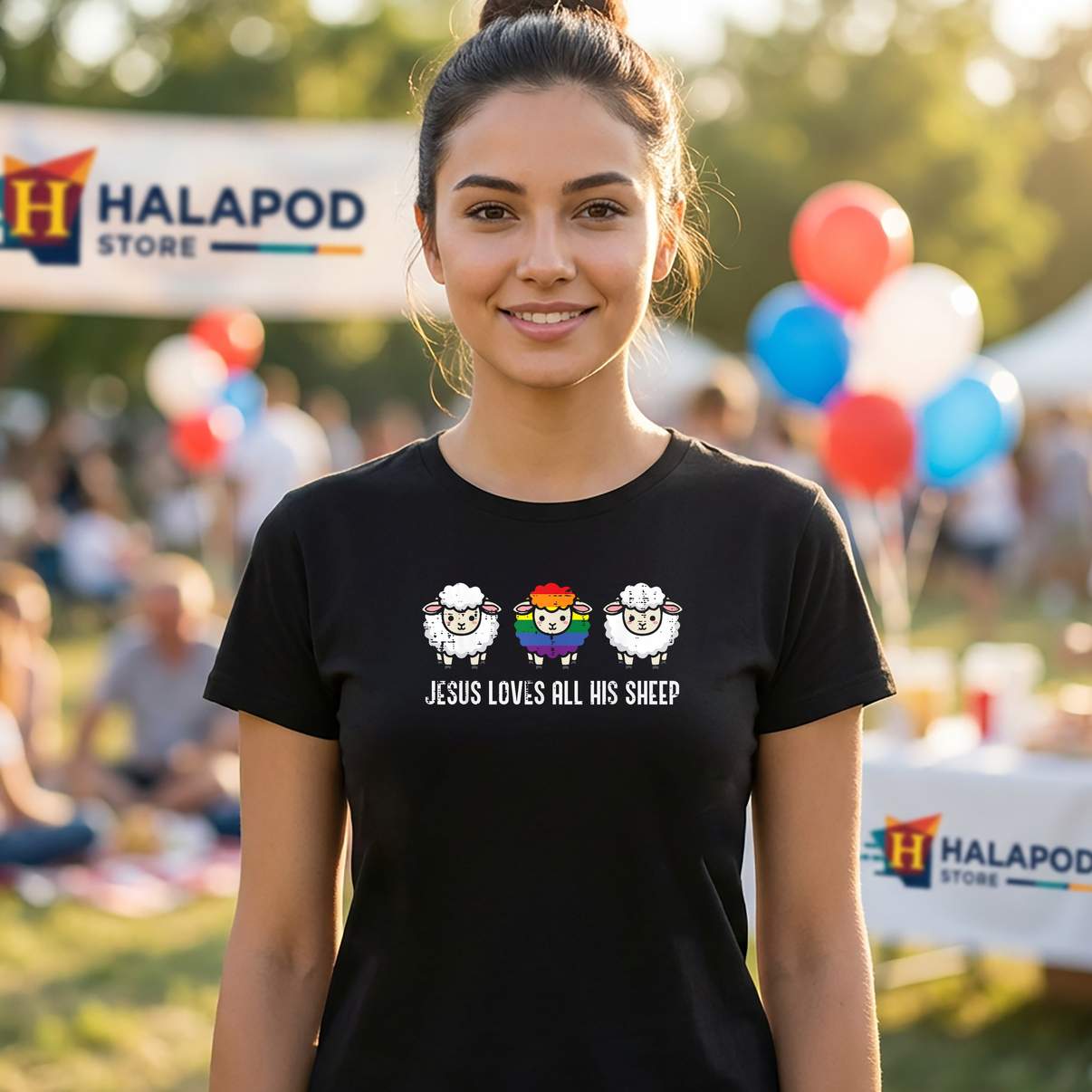 Jesus Sheep LGBTQ Ally TShirt Gay Pride Month Rainbow Funny Graphic For Womens