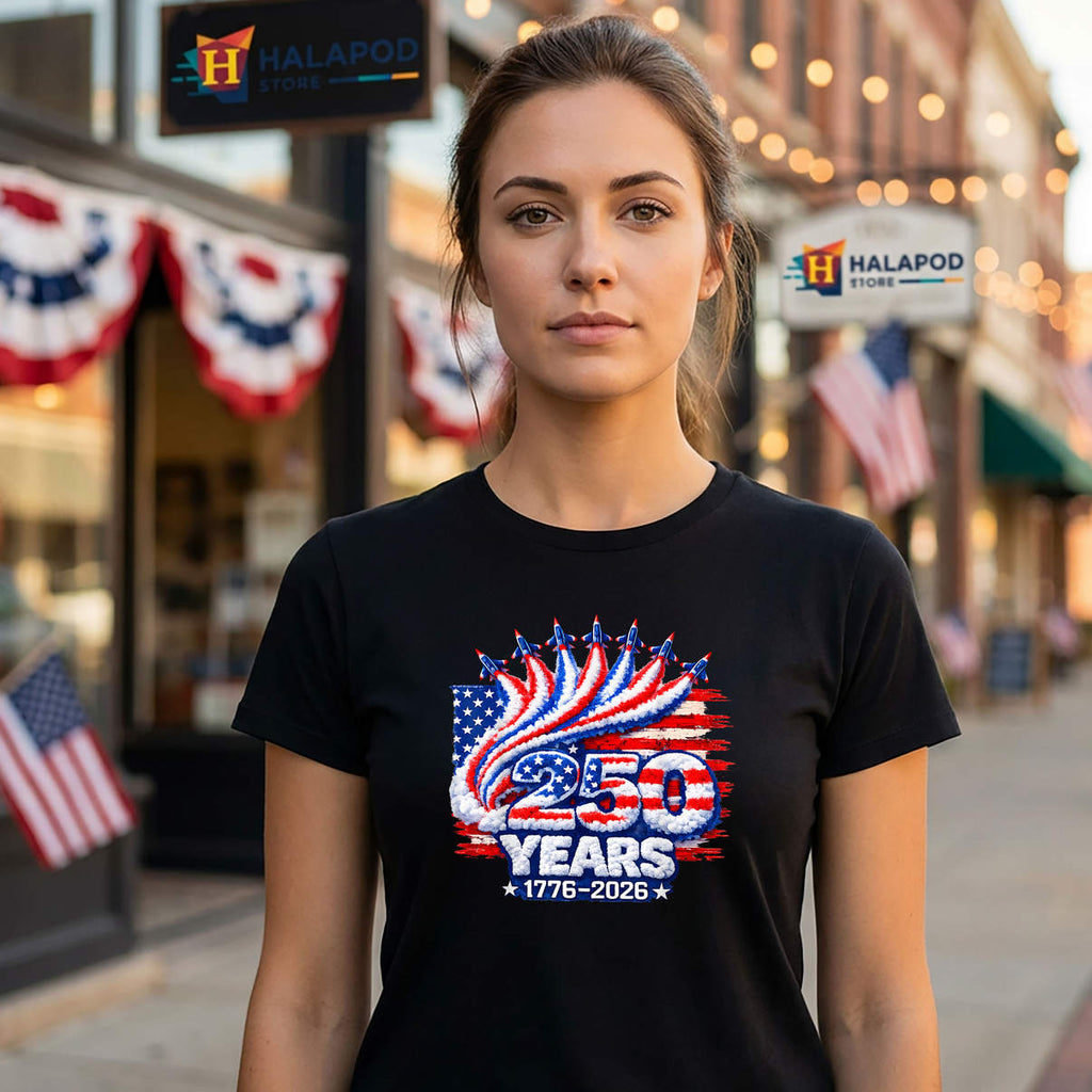 Jet Patriotic American USA Shirt 250 Years 1776 2026 4th Of July Graphic