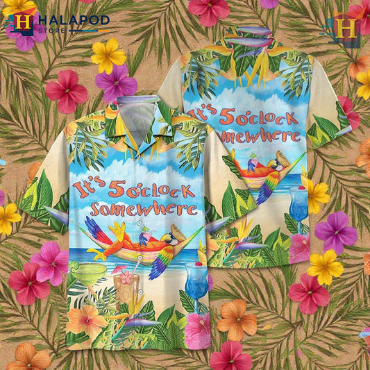 Jimmy Buffett Five OClock Somewhere Vibes On Beach Hawaiian Shirt Relaxed Style