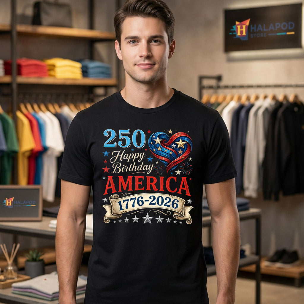 July 4th 250th Birthday USA Hearts Shirt 2026 1776 250 Years Patriotic Gear
