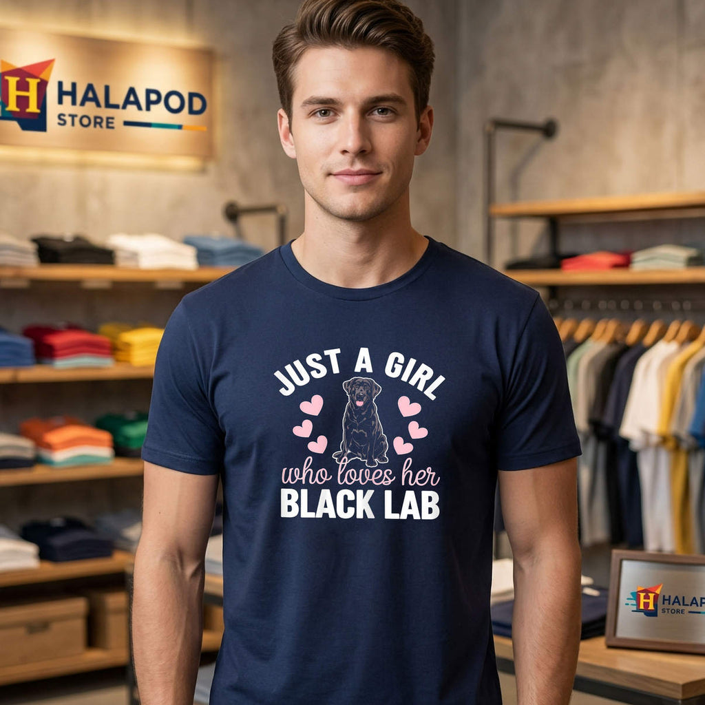 Just A Girl Loves Her Black Labrador Shirt Dog Owner Funny Graphic Casual Womens