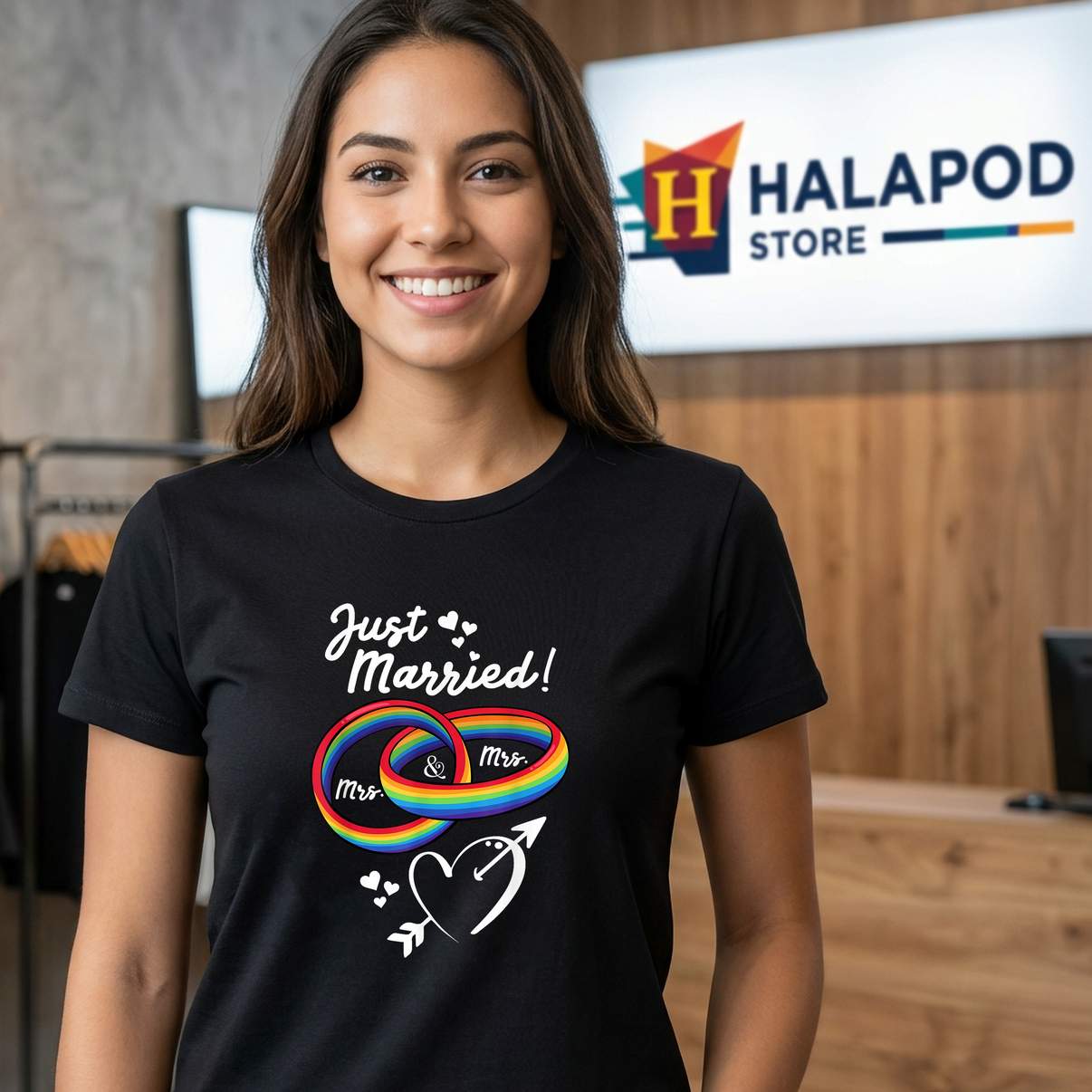 Just Married Mrs Mrs Gay Shirt Lesbian Wedding Engagement LGBTQ Graphic Mens