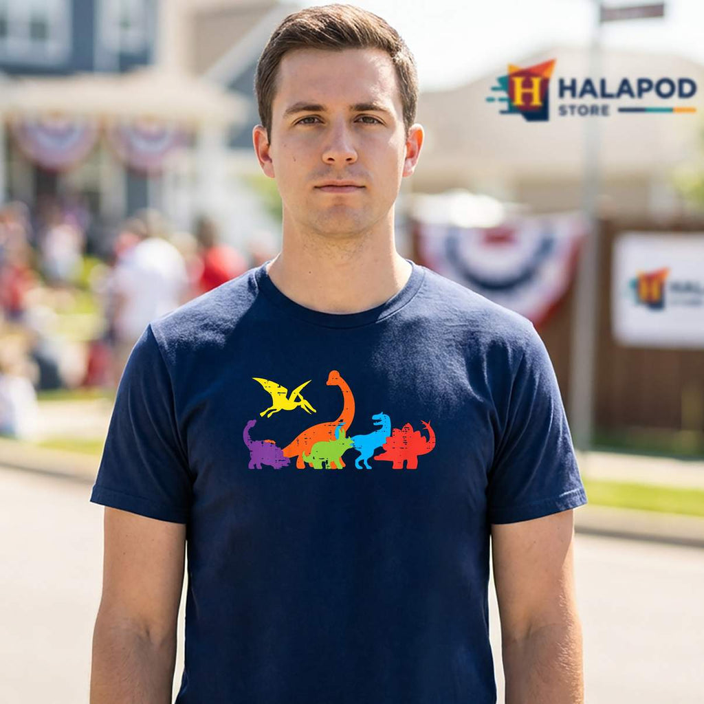 Kids Gay Dinosaurs Rainbow Shirt Pride Flag LGBTQ Toddler Boys Graphic Mens