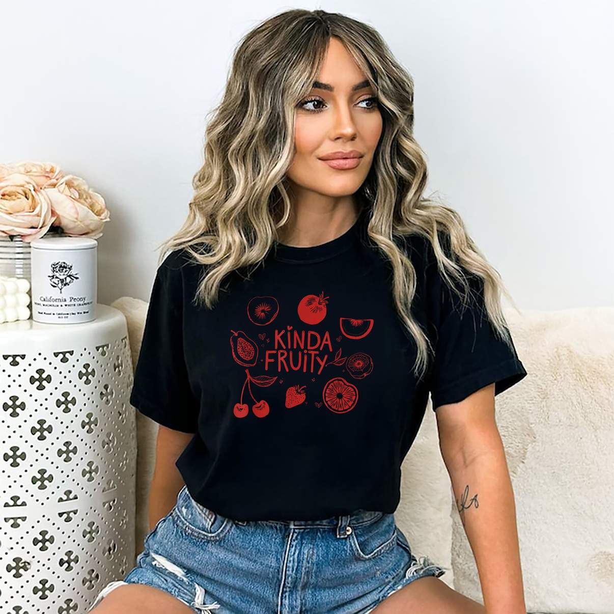 Kinda Fruity Lil Fruity TShirt Retro Style Fruits Lesbian Gay LGBTQ Graphic Men