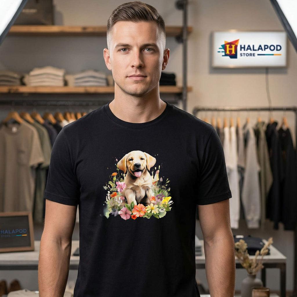 Labrador Retriever Floral Wildflower Shirt Cute Dog Lover Graphic Mens Casual