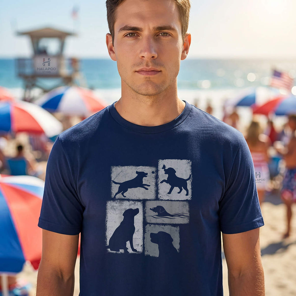Labrador Retriever Vintage Collage Dog Shirt Lab Dad Mom Lover Graphic Mens