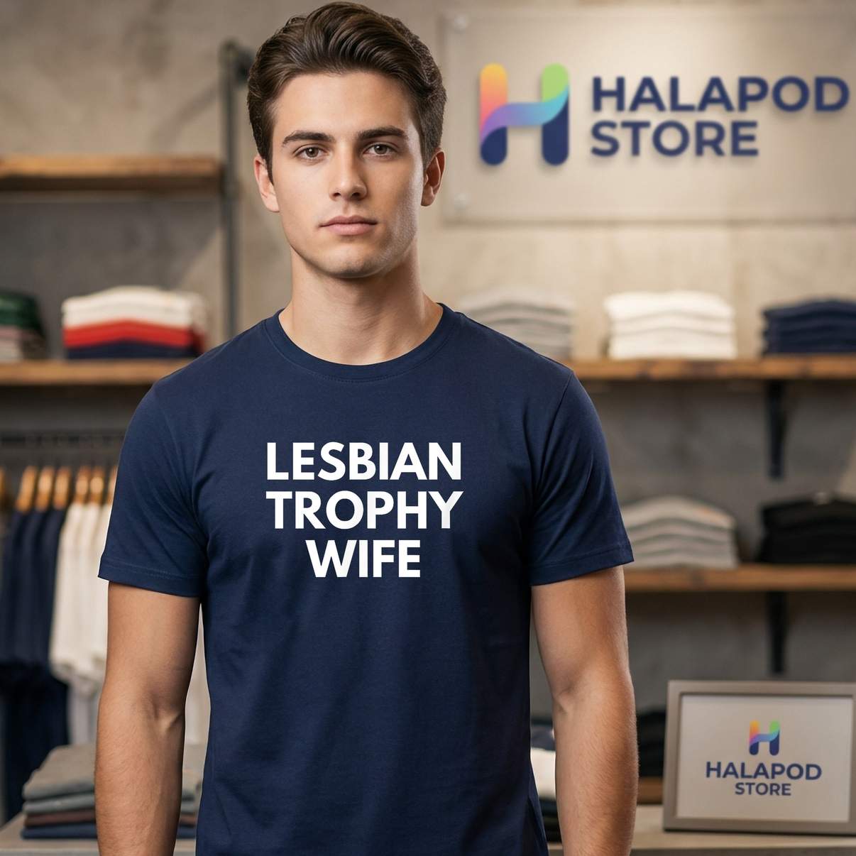 Lesbian Trophy Wife Funny Shirt Engaged LGBTQ Wedding Gay Pride Graphic Mens