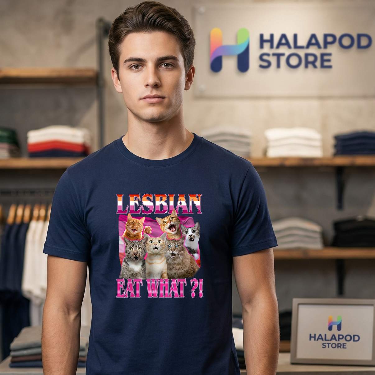 Lesbians Eat What LGBTQ Pun Shirt Funny Cat Gay Pride Funny Graphic For Mens