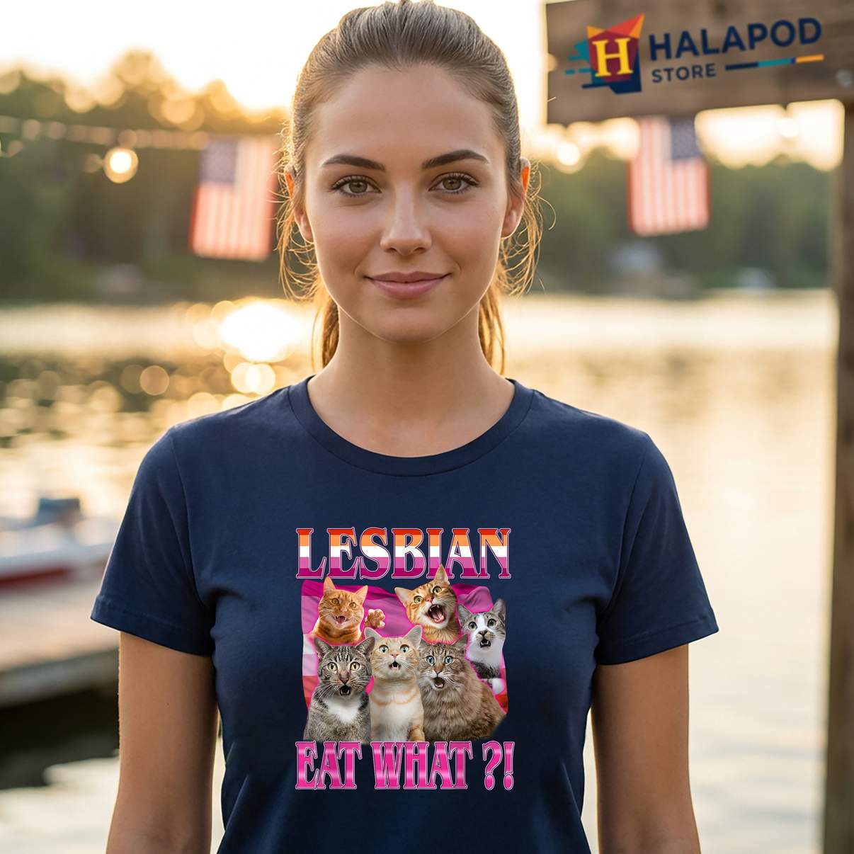 Lesbians Eat What LGBTQ Pun Tee Shirt Funny Cat Gay Pride Funny Graphic For Mens