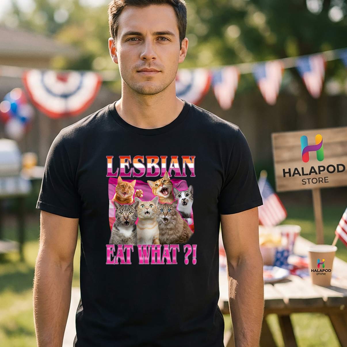 Lesbians Eat What LGBTQ Pun T-Shirt Funny Cat Gay Pride Funny Graphic For Mens