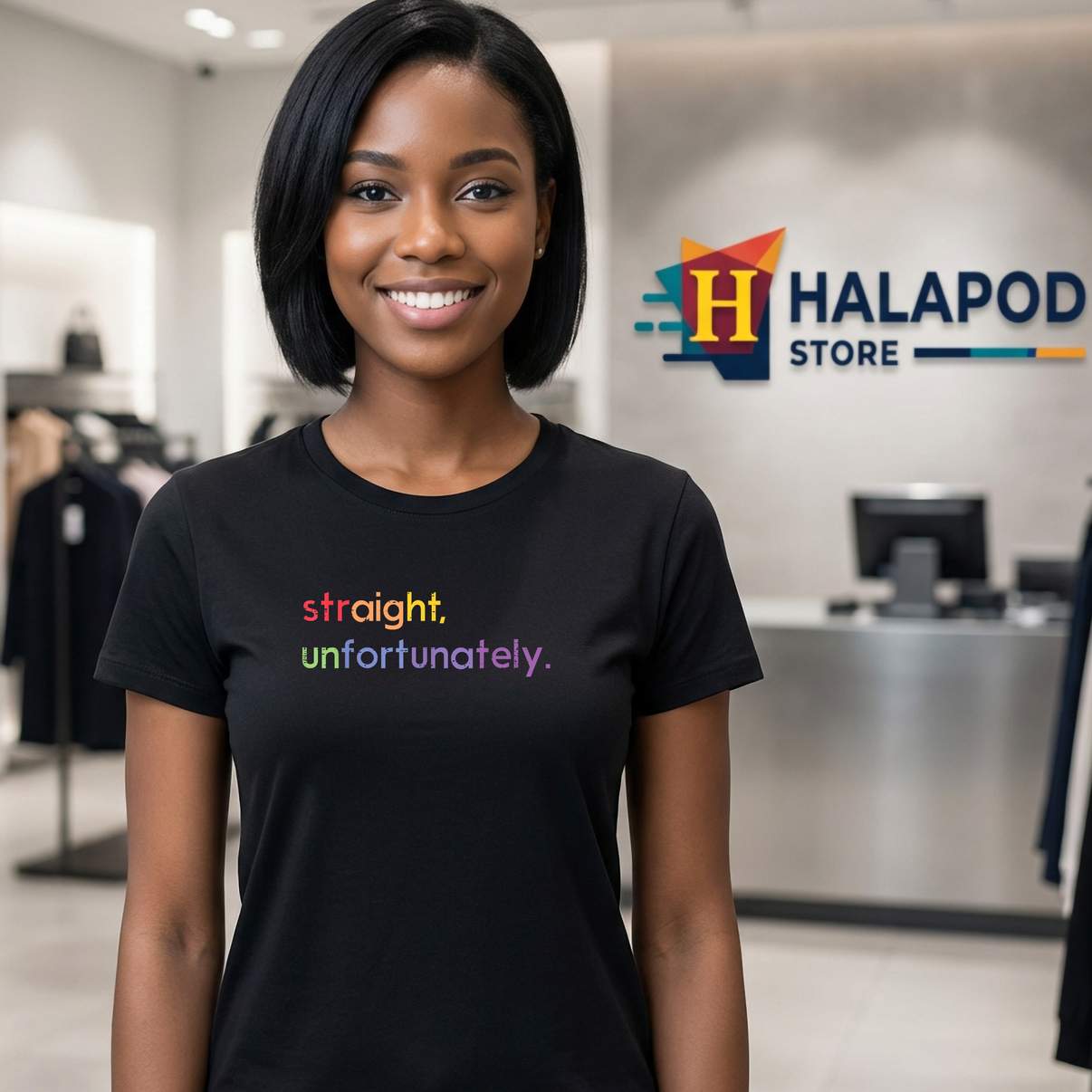 LGBT Ally Straight Gay T-Shirt Unfortunately Rainbow Pride Funny Graphic Womens