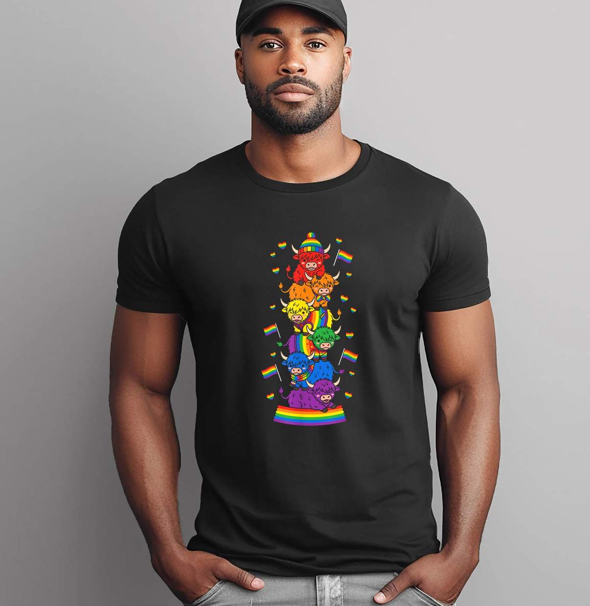 LGBT Highland Cow Pride TShirt Funny Rainbow Lesbian Gay Graphic Design Womens