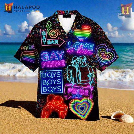 LGBT Pride Celebration Graphic Styled As Hawaiian Themed Shirt Colorful Look