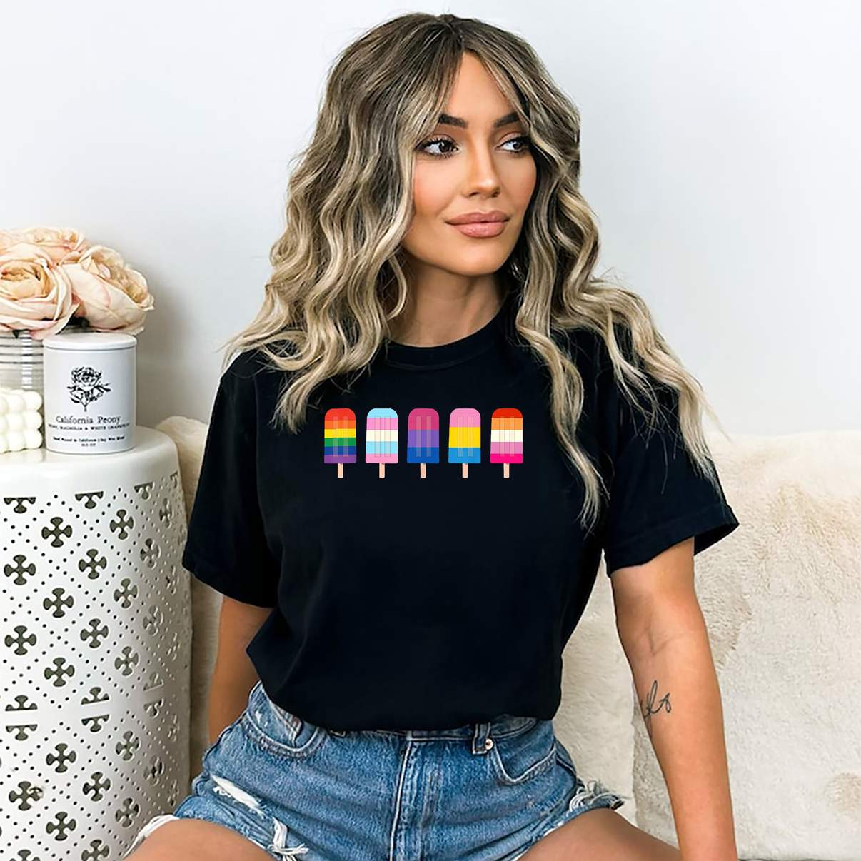 LGBT Rainbow Ice Cream Pride T-Shirt Funny LGBTQ Graphic Design Lover For Mens
