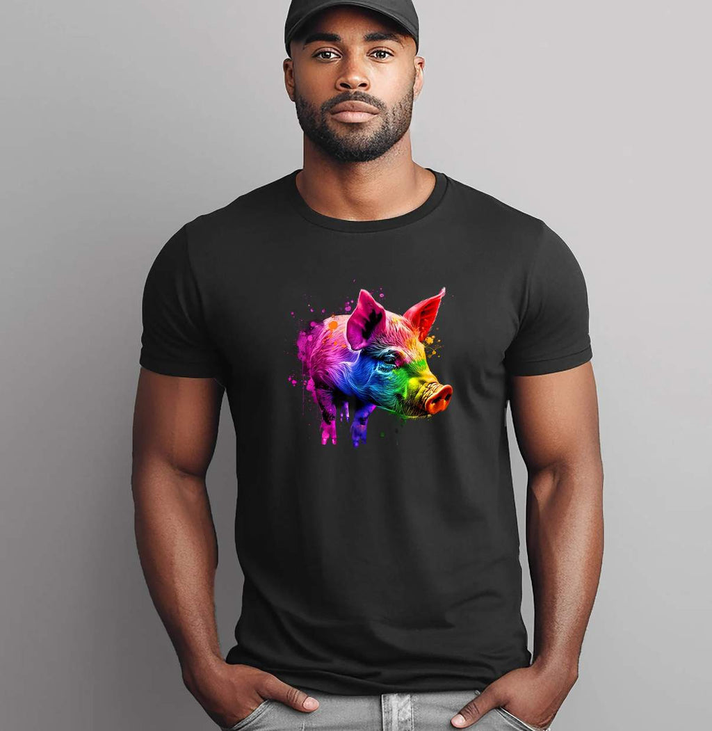 LGBT Watercolor Pig Gay Shirt Pride Rainbow Flag Month Funny Graphic For Mens